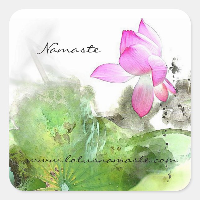 POND LOTUS l Chinese Brush Painting Art Square Sticker (Front)