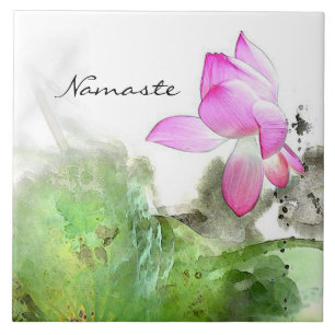 POND LOTUS l Chinese Brush Painting Art Tile