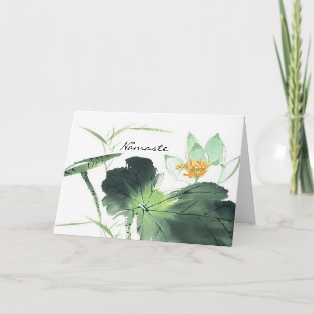 POND LOTUS PEACE l Chinese Brush Painting Art Card (Front)