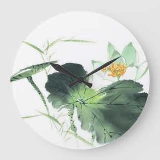 POND LOTUS PEACE l Chinese Brush Painting Art Large Clock