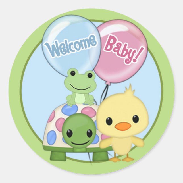 Pond Pals Duck Baby Shower sticker PPL-N#3A turtle (Front)