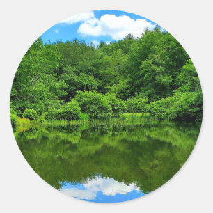 Pond Reflection Classic Round Sticker