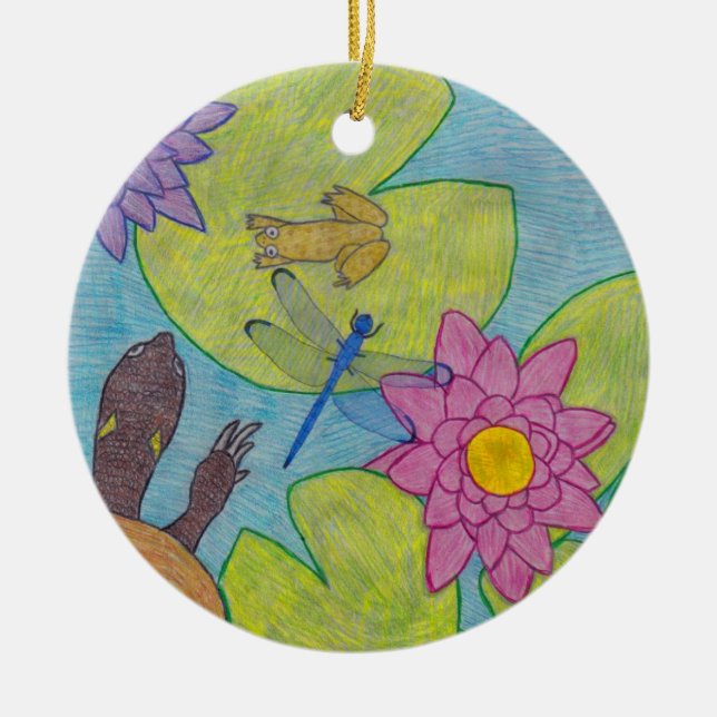Pond Scene - Ceramic Ornament (Front)