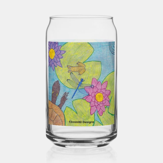 Pond Scene - Glass Can (Front)