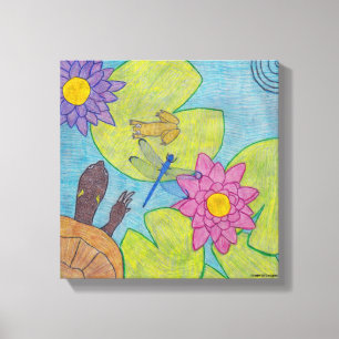 Pond Scene (white) - Canvas Art