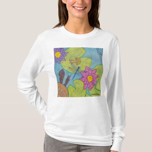 Pond Scene (white) - Women's Long Sleeve Shirt (Front)