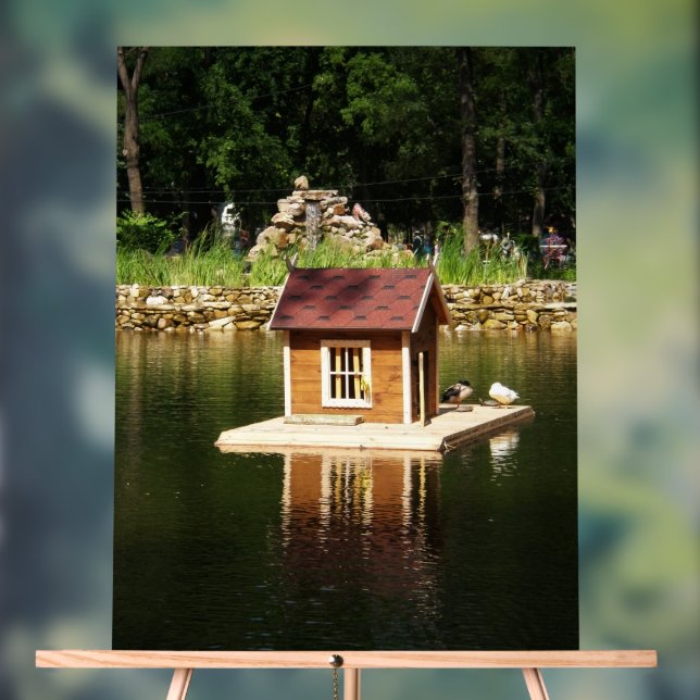Pond with bird house acrylic sign (Neutral)
