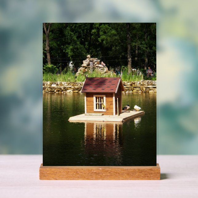 Pond with bird house acrylic sign (Neutral)