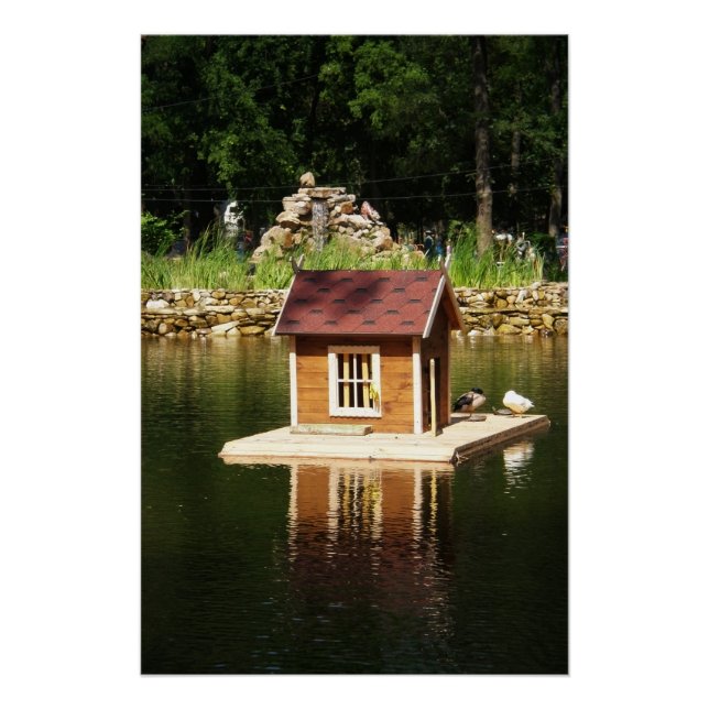 Pond with bird house poster (Front)