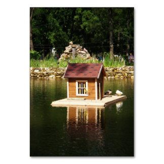 Pond  with bird house  table number
