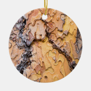 Ponderosa pine bark, Washington Ceramic Tree Decoration