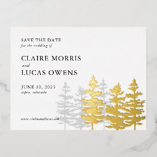 Ponderosa Pines Save the Date Foil Invitation Postcard