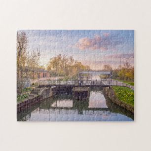 Ponders End Lock at Sunrise, River Lee Navigation  Jigsaw Puzzle