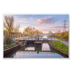Ponders End Lock at Sunrise, River Lee Navigation Photo Print