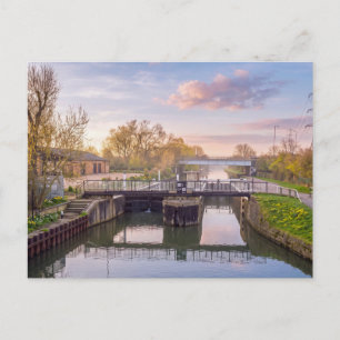 Ponders End Lock at Sunrise, River Lee Navigation Postcard