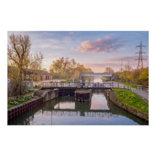 Ponders End Lock at Sunrise, River Lee Navigation Poster