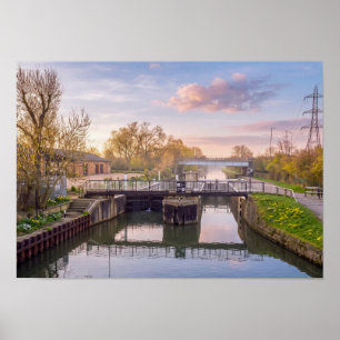 Ponders End Lock at Sunrise, River Lee Navigation Poster