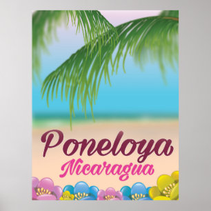 Poneloya nicaragua beach travel poster