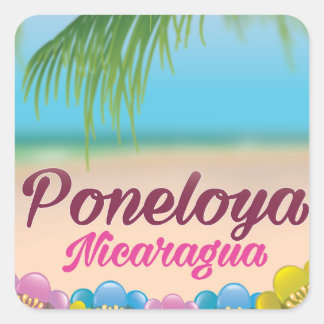 Poneloya nicaragua beach travel poster square sticker