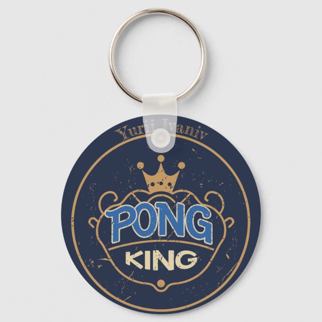 Pong King Blue Key Ring (Front)