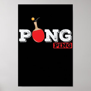 Pong Ping Spieler Tischtenniskelle mit Ball Poster