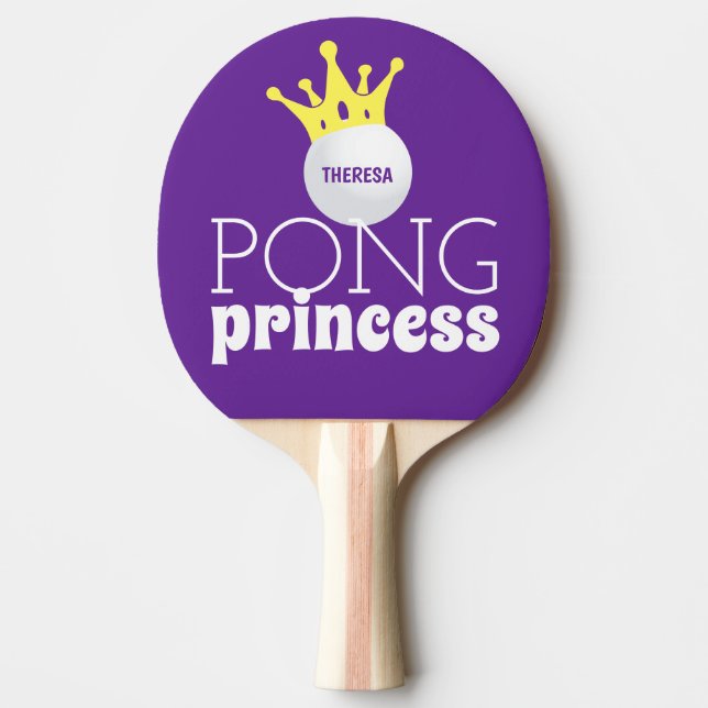 Pong Princess Purple Personalised Name Ping Pong Paddle (Front)