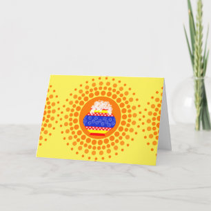 Pongal Pot and Sun Design Greeting Card