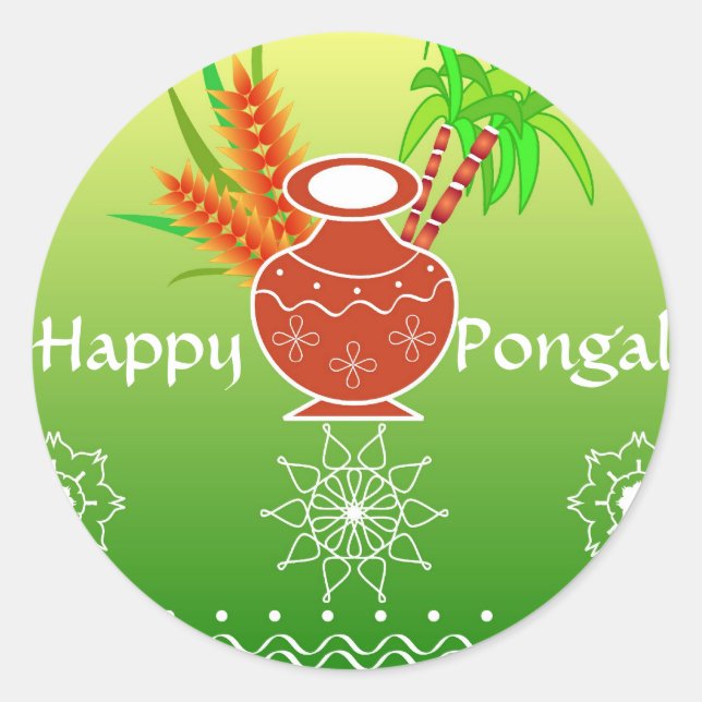 Pongal - South Indian festival Classic Round Sticker (Front)