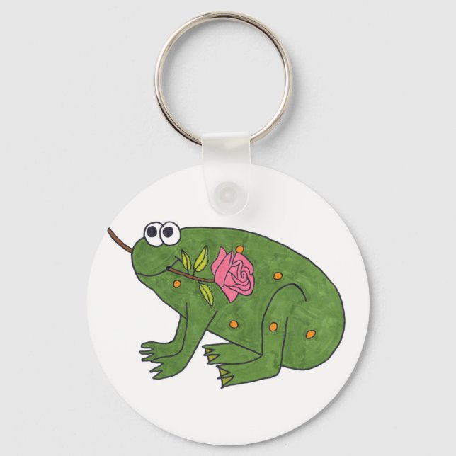 Pongo Frog with Rose (Keychain) Key Ring (Front)