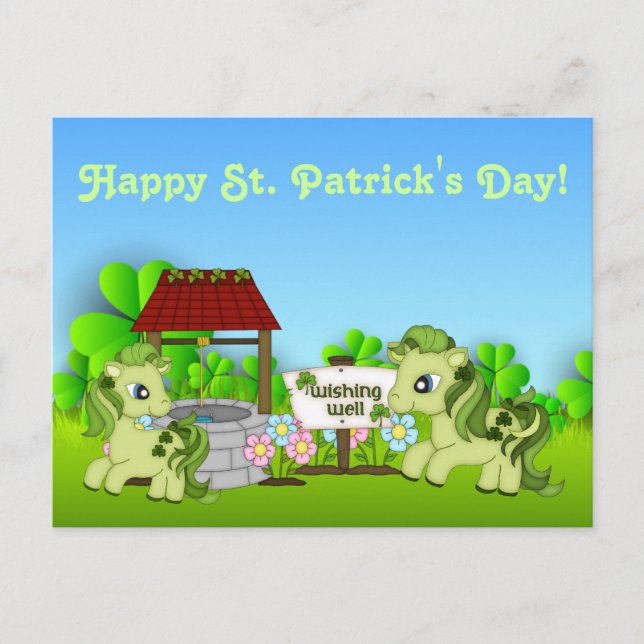 Ponies and Clovers Happy St. Patrick's Day Horse Postcard (Front)