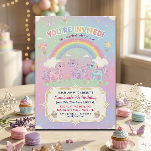 Ponies and Rainbow 9th Birthday Party Invitation