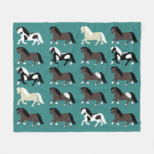 Ponies Fleece Blanket (Front (Horizontal))