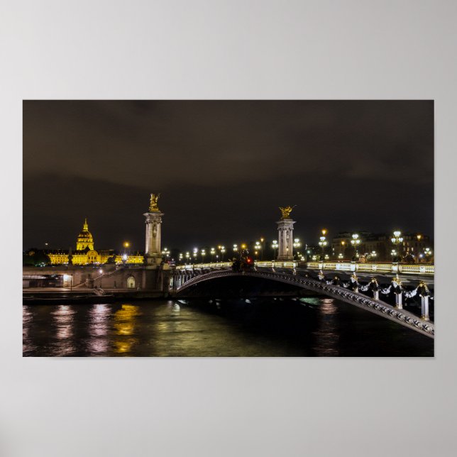 Pont Alexandre III and Invalid at night Poster (Front)