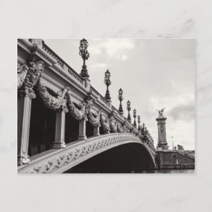 Pont Alexandre III Black and White Paris Postcard