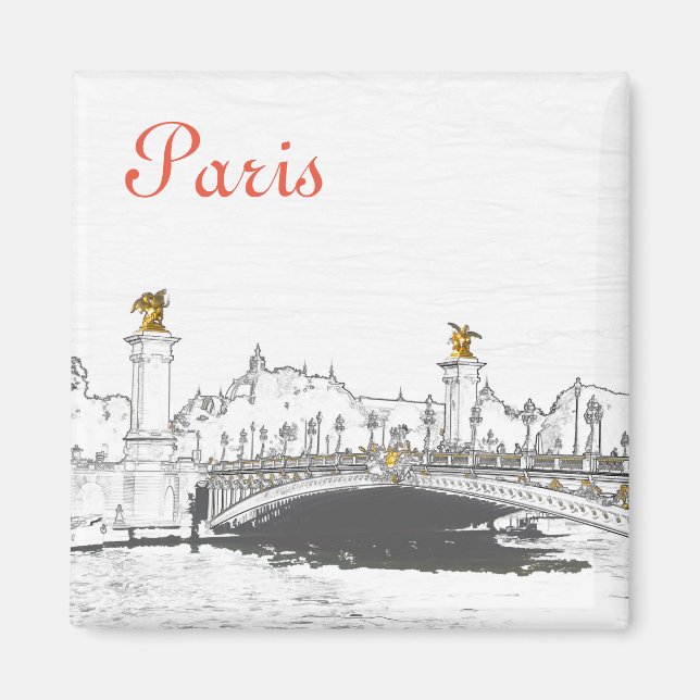 Pont Alexandre III on Seine River - Paris France Magnet (Front)