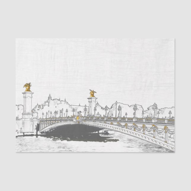 Pont Alexandre III on Seine River - Paris France Tissue Paper (Front)