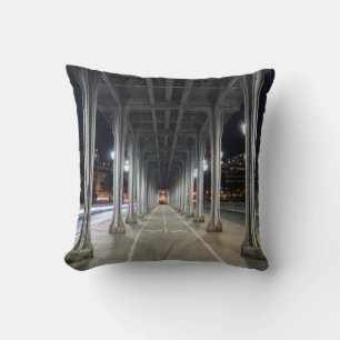 Pont de Bir-Hakeim at night - Paris, France Cushion