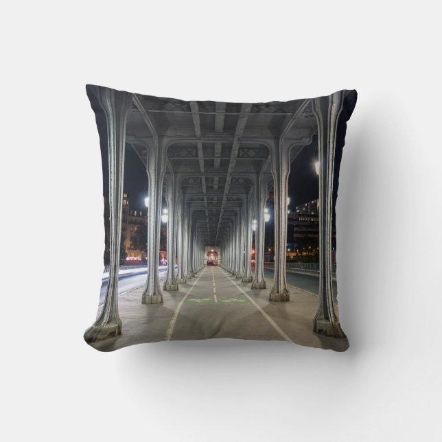 Pont de Bir-Hakeim at night - Paris, France Cushion (Front)