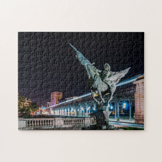 Pont de Bir-Hakeim at night - Paris, France Jigsaw Puzzle (Horizontal)