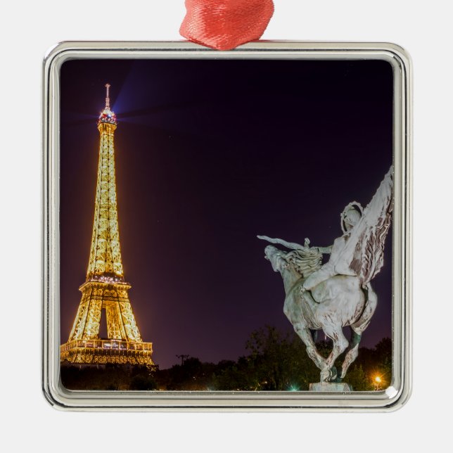 Pont de Bir-Hakeim at night - Paris, France Metal Tree Decoration (Front)