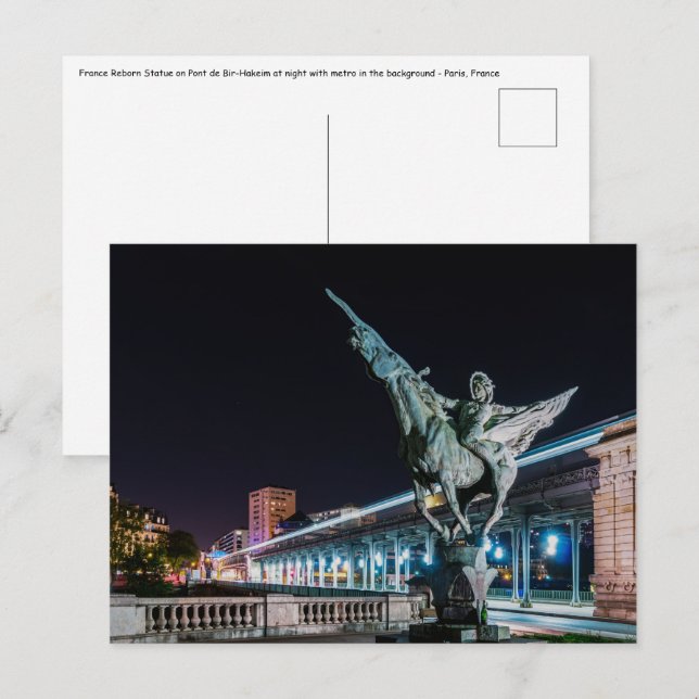 Pont de Bir-Hakeim at night - Paris, France Postcard (Front/Back)