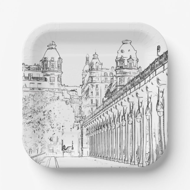 Pont de Bir-Hakeim - Paris, France Paper Plate (Front)