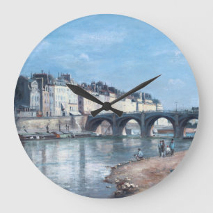 Pont de la Tournelle in Paris by Stanislas Lépine Large Clock