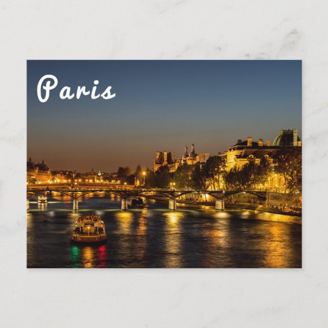 Pont des arts at nightfall - Paris, France Postcard (Front)