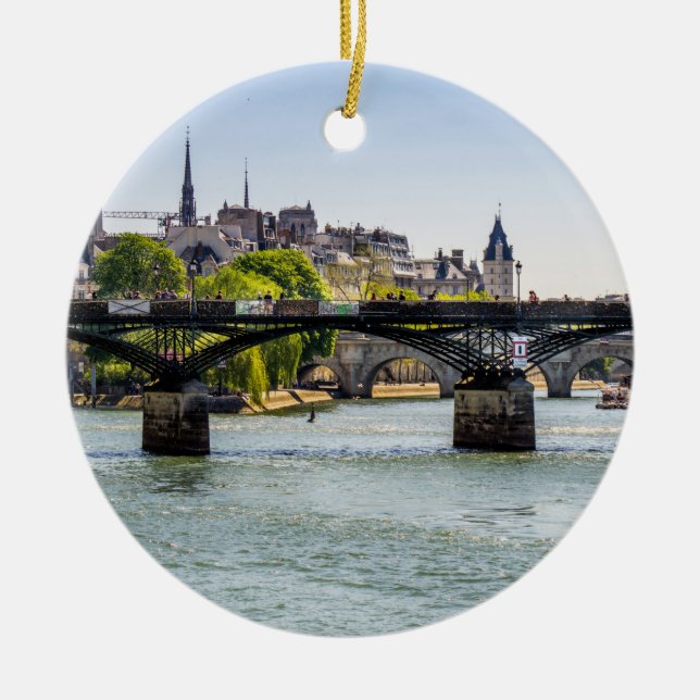 Pont Des Arts in Paris, France Ceramic Tree Decoration (Front)