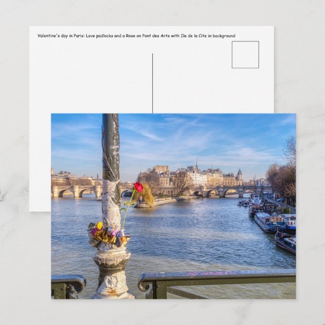 Pont des Arts on Valentine's day - Paris Postcard (Front/Back)