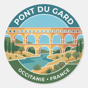 Pont du Gard France Classic Round Sticker