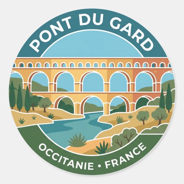 Pont du Gard France Classic Round Sticker (Front)