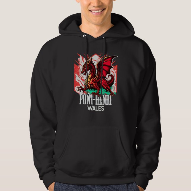 Pont henri Wales Welsh Flag Y Ddraig Goch Dragon Hoodie (Front)