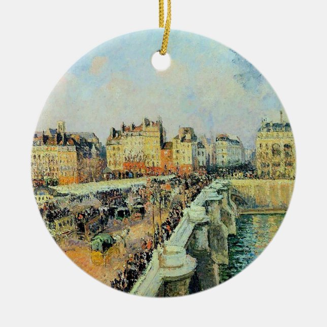 Pont Neuf, Afternoon, Sunlight Camille Pissarro    Ceramic Tree Decoration (Front)